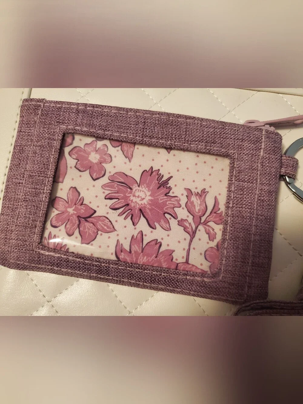Vera Bradley Heather Purple Zip ID Case with Matching Lanyard